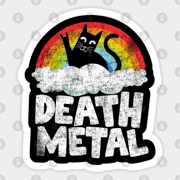 Funny Death Metal Cat Gift Rainbow Heavy Metal Sticker by Kuehni